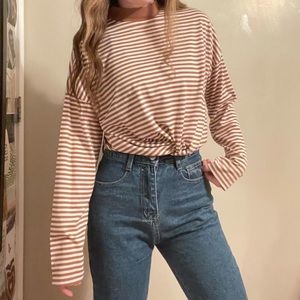 Women’s Striped Mock Neck Top
